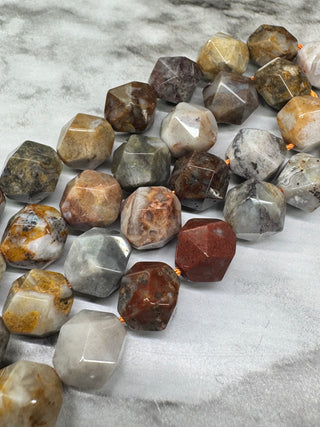 Gobi Agate Faceted Star Cut Bead Strand - 10mm