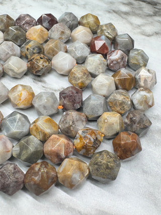 Gobi Agate Faceted Star Cut Bead Strand - 10mm