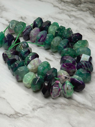 Dragons Vein Agate Faceted Rondelle Bead Strand - 15-17mm