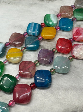 Agate Bead Strand - Flat Rhombus - 13mm
