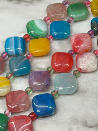 Agate Bead Strand - Flat Rhombus - 13mm