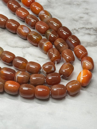 Red Agate Beads Strand - Drum - 12mm