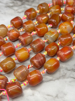 Red Agate Beads Strand - Drum - 15mm