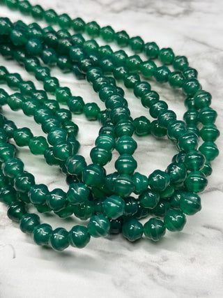 Green Agate Bead Strand - Bells - 8mm