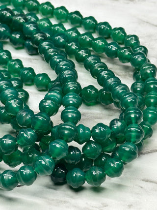 Green Agate Bead Strand - Bells - 8mm