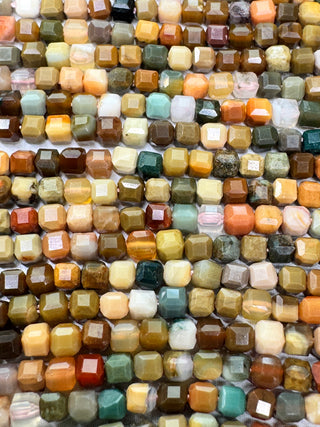 Alashan Agate Bead Strand - Faceted Table Cut Cubes - 2mm