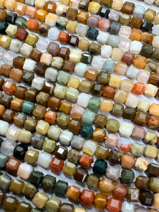 Alashan Agate Bead Strand - Faceted Table Cut Cubes - 2mm