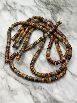 Picasso Jasper Heishi Bead Strand - 6.5x3.5mm