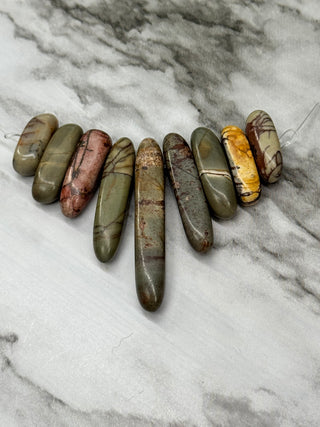 Picasso Jasper - Graduated Focal Bead Strand 19-50x8mm