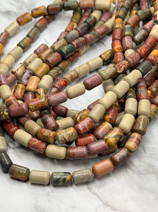 Picasso Jasper Barrel Bead Strand - 9.5x6mm