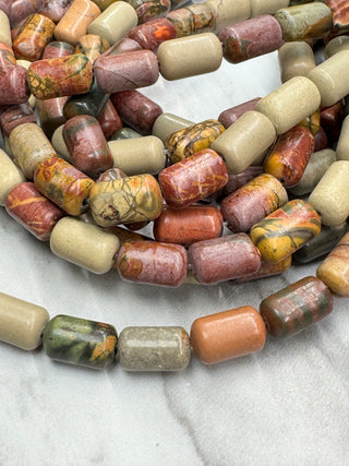Picasso Jasper Barrel Bead Strand - 9.5x6mm
