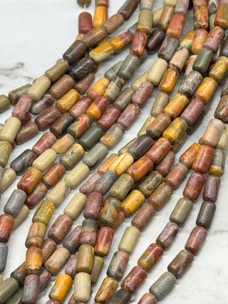 Picasso Jasper Barrel Bead Strand - 7.5x4mm