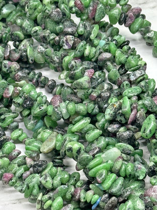Ruby In Zoisite Chip Beads Strand - 4-8mm