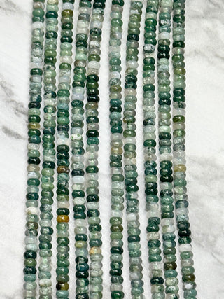 Moss Agate Rondelle Beads Strand - 4x2mm