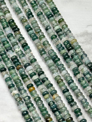 Moss Agate Rondelle Beads Strand - 4x2mm