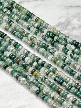Moss Agate Rondelle Beads Strand - 4x2mm
