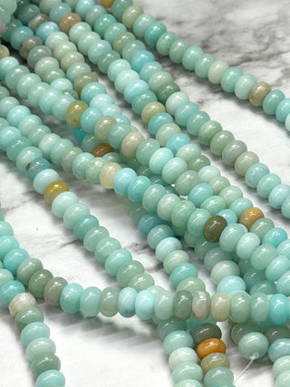 Flower Amazonite Rondelle Beads Strand - 8x5mm