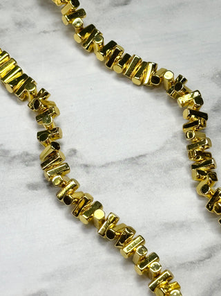Hematite Column Beads Strand - 6x3mm