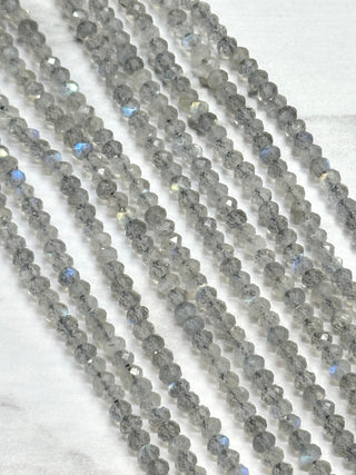 Labradorite Faceted Rondelle Beads Strand - 4x3mm