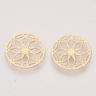 20pc Light Gold Flower of Life Link Connectors 13mm