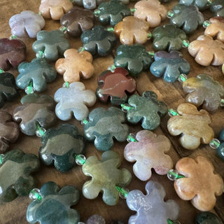 14mm Flower Ocean Jasper Bead Strand