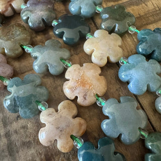 14mm Flower Ocean Jasper Bead Strand