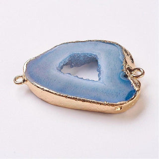 5pc Mixed Color Electroplate Druzy Geode Quartz Crystal Connector Charms