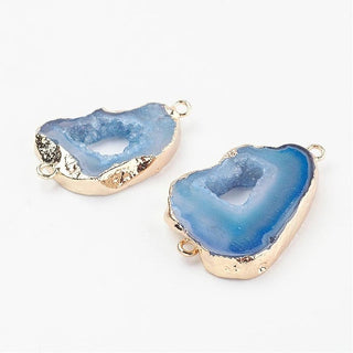 5pc Mixed Color Electroplate Druzy Geode Quartz Crystal Connector Charms
