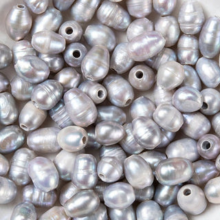 25pc Silver Freshwater Pearl Rice Shaped Beads