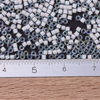 Miyuki Round Delica Beads (DB0066) - 11/0 - White Lined Crystal AB - 10g Tube