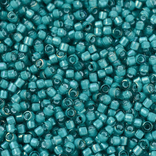 Miyuki Round Delica Beads (DB1782) - 11/0 - White Lined Teal - 10g Tube
