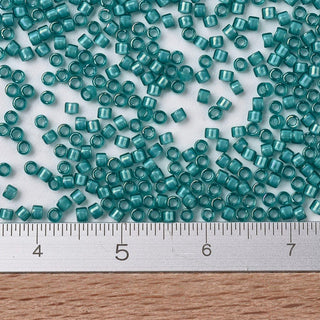 Miyuki Round Delica Beads (DB1782) - 11/0 - White Lined Teal - 10g Tube