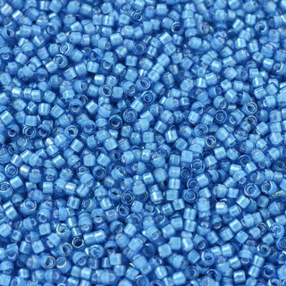 Miyuki Round Delica Beads (DB1783) - 11/0 - White Lined Capri Blue AB - 10g Tube