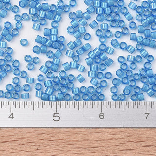 Miyuki Round Delica Beads (DB1783) - 11/0 - White Lined Capri Blue AB - 10g Tube