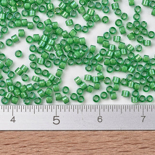 Miyuki Round Delica Beads (DB1787) - 11/0 - White Lined Green - 10g Tube