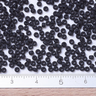 Miyuki Round Rocailles Beads (RR401F) - 11/0 - Matte Black - 10g Tube