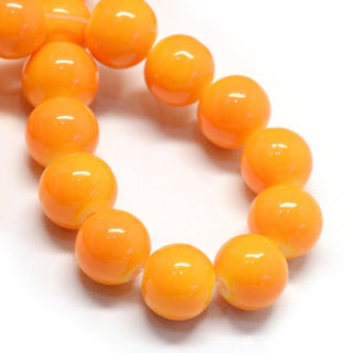 8.5mm Orange Painted Round Bead Strand