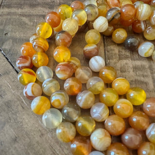 8mm Gold Sardonyx Round Beads Strand