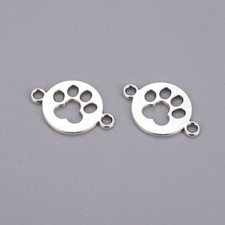 50pc Circle Paw Print Link Connectors 17x24mm