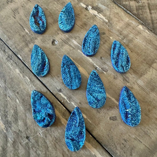 10x20mm Teardrop Electroplated Natural Druzy Agate Cabochon