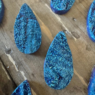 10x20mm Teardrop Electroplated Natural Druzy Agate Cabochon