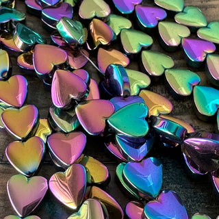 Electroplated Hematite Heart Bead Strand - 6mm - 8mm - 10mm