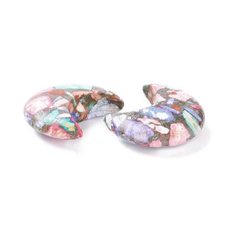 Synthetic Pyrite and Dyed Howlite Moon Cabochon 25x30mm