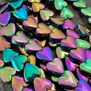 Electroplated Hematite Heart Bead Strand - 6mm - 8mm - 10mm