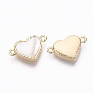 1pc 18k Gold Plated Freshwater Shell Heart Link Connector 10x17mm