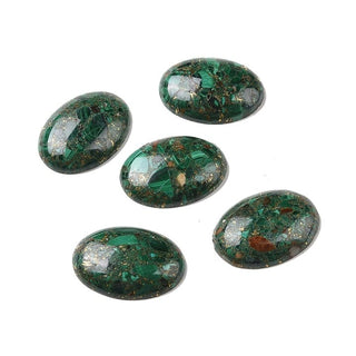Oval Malachite with Gold Line Cabachon 22x30mm