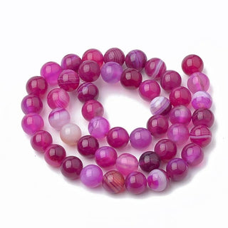 8mm Violet Striped Agate Bead Strand