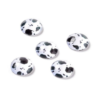 20pc Cow Pattern Glass Cabochons