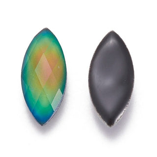 1pc Horse Eye Faceted Color/Mood Changing Glass Cabochon 10x22.5mm