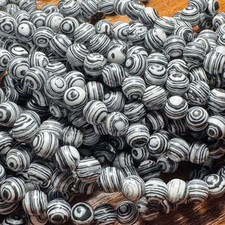 8mm Gray Synthetic Malachite Bead Strand